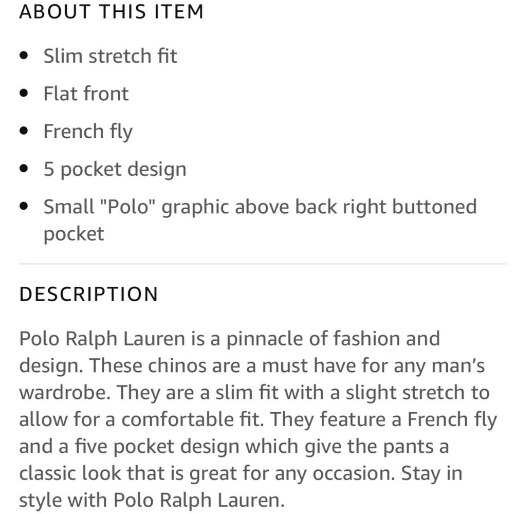 NWT Mens Polo Ralph Lauren Aviator/Navy Slim Fit Dress Pants 42x30 $85 - Picture 7 of 7